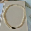 American Vintage Vintage “Ruth” Pearl Brass Pinch Clasp Necklace Oval Classic Feminine Minimal Photo 5