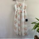 Lulus  Celebrating Sweetness White Floral Embroidered Tulle Midi Dress Size XS Photo 2