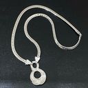 infinity Vintage NAPIER O-Ring  Drop Pendant Shiny Snake Chain Silver Necklace Photo 4