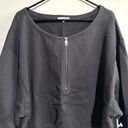 Good American NWT  Essentials Gray Collarless Half Zip Sweatshirt - Size 6 (3XL) Photo 3