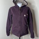 Carhartt Deep Purple Canvas Sherpa Lined Hooded Jacket Coat Sz XS WJ141-DWN Photo 1