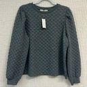 Loft NWT  Quilted Pullover Crewneck Long Sleeve Slate Blue Women's L New Photo 0