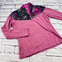 Zoot Womans 1/4‎ Zip Long Sleeve Top Medium Pink Purple Palm Tree Photo 0