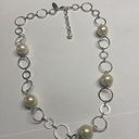 Talbots Signed  Faux Pearl Silver Tone Bead Statement Costume Necklace Photo 0