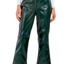 7 For All Mankind NWT  Green Faux Leather Shiny Wide Leg Pant Hunter Green Photo 0