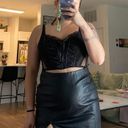 Backyard Roses Faux Leather Skirt Photo 1