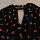 Free People Tegan mini dress black and red floral long sleeve with front and back cut out  Photo 8