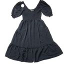 Hill House NWT  Louisa Nap Dress in Black Poly Crepe Smocked Midi L Pockets! Photo 1