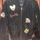 Love Tree Black Colored Embroidered Patches Bomber Jacket Photo 2