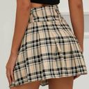 Preppy Plaid Pleated Skirt Tan Size L Photo 1