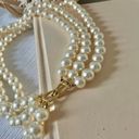 American Vintage Vintage “Morgana” Gold Hook Clasp Three Strand Pearl Necklace Chunky Statement Photo 4