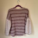 Umgee cardigan sweater maroon striped balloon sleeves short length Women’s sz L Photo 3