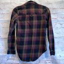 Vans  Shirt Womens XS Meridian Flannel Shirt Purple Black Plaid Button Front Photo 4