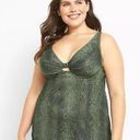 Cacique  Green Black Python Snakeskin Underwire Tankini Swim Top 46DD 46 New Photo 0