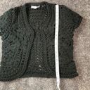 Coldwater Creek Boho Crochet Festival Vest Size 4 Cropped Hippie Black Chunky Knit Hipster 34" Photo 3