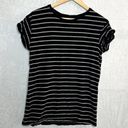 Divided Black and White Striped Short Sleeve Tee Photo 3