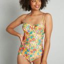 Modcloth  The Pippa Yellow Floral One Piece Full Coverage One Piece Swim Suit Photo 0