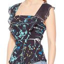 Parker  Jess Floral Print Peplum Top Navy Blue Ruffle Sleeveless Women’s Small S Photo 10