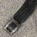 Western Edgy Cowgirl Black Leather Studded Embossed Thick Band Plus Size Belt Photo 3