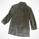 Bernardo  Collection Women's Green Leather Suede Button Down Jacket Coat Photo 2