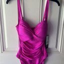 La Blanca  NWT Island Goddess Twist Shirred One Piece Swimsuit - Orchid Size 10 Photo 2