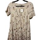 Ecote  Womens Size Small Floral Swing Dress Short Sleeve Pintuck Bodice Photo 2