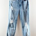 Good American  The Weekender Girlfriend Distressed Slim Jeans Light Wash Blue 4 Photo 1