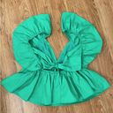 The Moon NEW NWT Day +  Kelly Green Tie Back Ruffle Sleeve Babydoll Top Photo 4