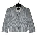 BCBGMAXAZRIA  Womens Size S Seersucker Cropped Blazer Blue White Stripe Y2K Photo 1