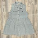 Umgee  Tiered Button Front Sleeveless Denim Chambray Casual Mini Dress Size M Photo 0