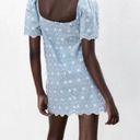 ZARA Light Blue and White Floral Eyelet Shift Mini Dress Photo 1