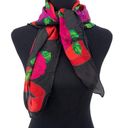 Liz Claiborne VTG  Floral Square Neck Scarf Black Red Pink Green Photo 0