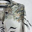 Vtg Carolina Connections Shirt Top 14 Plus Zebra Print Button Up Safari Animals Black Photo 4