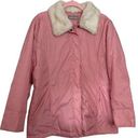 Vintage Medium Pink Coquette Faux Fur Collared Nylon Jacket Photo 0