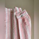 C&C California  100% Linen Striped Button Down Shirt Top Pink White Size M Photo 5