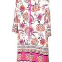 Chico's NWT Chico’s Floral Print Fitted Short Dress Pink Combo 3/4 Sleeves Womens 0 | XS Photo 7