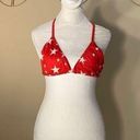 Chaser NWT!  Red White Star Triangle Halter Bikini Top Medium Photo 0