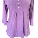 L.L.Bean  Supima Cotton Blouse Half Button Up Shirt Purple Womens Size XS Regular Photo 5