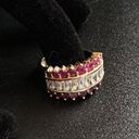 Ruby Vintage Wide Band  And CZ Princess Ring Photo 5