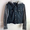 Black Rivet  Black Denim & Gray Heathered Sleeve Button Up Jacket Photo 0