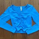 All In Motion Womens Vibrant Blue Flex ruched Crop Long Sleeve top Photo 1