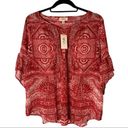 Style & Co . Red Sumatra Scarf Pintuck Blouse, new with tags Photo 1