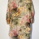 Tommy Bahama  Top Women Small Sheer Tropical Floral Print Popover Roll Tab Sleeve Photo 12