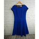 Rebecca Taylor  Dress 12 Womens Textured Cap Sleeve Tiered Fit & Flare Blue Photo 1