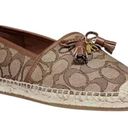 Coach NWOT  Carson Espadrille Loafers Women's 9.5 Khaki/Saddle Flats Logo Tassels Photo 0