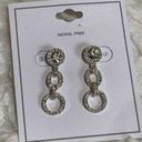 Source Unknown Sparkling Earrings NWT Crystal Hoop Drop Dangle Silver Tone Photo 0