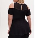 Torrid  Mesh Yoke Peplum Top Deep Black 6 / 6X Photo 1