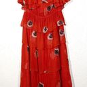 Rebecca Taylor Red Floral Silk Strapless Tiered Dress Size 2 Photo 1