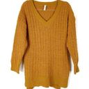 Zenana Premium  | Mustard Yellow Polyester/Acrylic Fuzzy V-Neck Sweater Photo 0