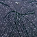 Studio Works | Navy Blue and White Polka Dot Short Sleeve Top | XL Photo 2